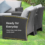 SUNVIVI OUTDOOR Outdoor Patio Couch with Coffee Table, All Weather PE Wicker Rattan Patio Sofa with Upgraded Cushions - Photo 4