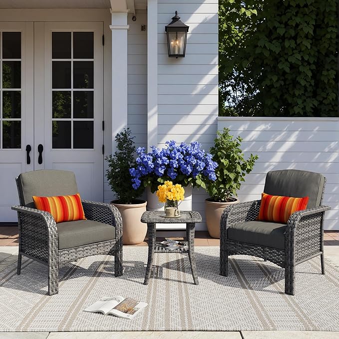 HOOOWOOO Patio Furniture Set, 3 Pieces Outdoor Conversation Set - Photo 1