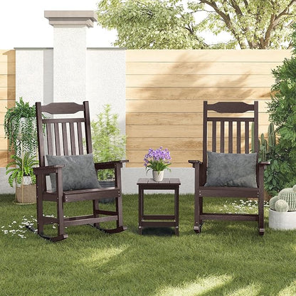 ONBRILL Outdoor Side Table Set of 2, Adirondack Small End Table, Indoor & Outdoor Use, HDPS Weather Resistant/Easy Maintenance for Patio, Pool, Deck, Porch, Garden, Shower, Outside- (2, Coffee)