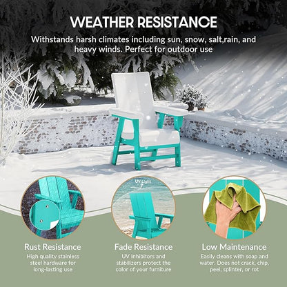 WestinTrends Ashore Outdoor Patio HDPE Plastic Modern Adirondack Dining Chair Turquoise