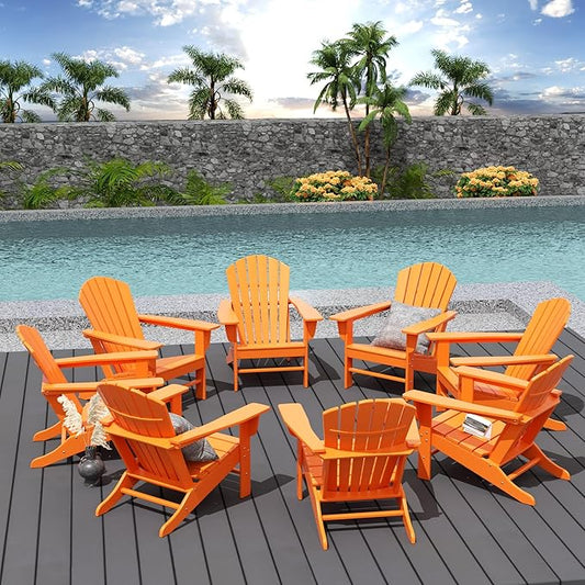 WestinTrends Dylan Outdoor Adirondack Chair (Set of 8), Orange