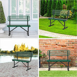 48" Metal Park Benches for Outside - Green Outdoor Benches Heavy Duty Garden Weatherproof Bench with Backrest - Photo 6