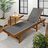 JONATHAN Y LNG1101A-2SET Trabuco Coastal Modern Acacia Wood Mesh 3-Position Outdoor Foldable Chaise Lounge Set with - Photo 5