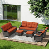 6 Piece Outdoor Wicker Patio Furniture Set, Patio Chairs Set with Thickened Olefin Cushions, High Back and Deep Seating - Photo 1