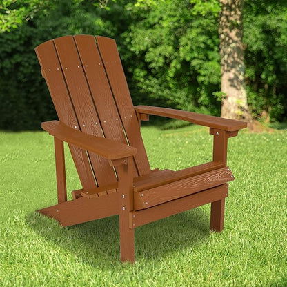 EMMA + OLIVER Outdoor Teak All-Weather Poly Resin Wood Adirondack Chair