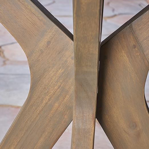 Christopher Knight Home Brigitte Outdoor Round Acacia Wood Bistro Table with X Legs, Grey