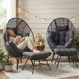 NICESOUL® 2 Person Wicker Stationary Egg Chair Indoor Outdoor Egg Basket Lounge Chair Oversized Egg Seat with Legs - Photo 4