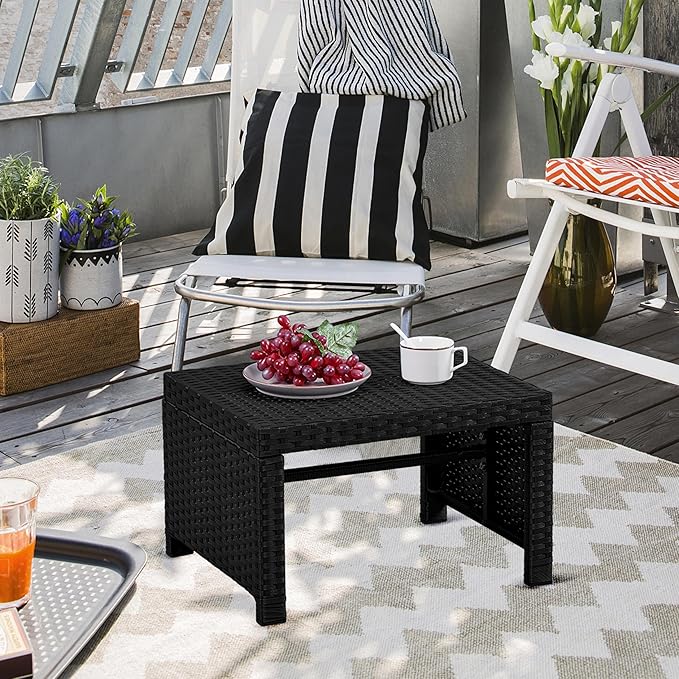 Yaheetech Wicker Ottomans, Set of 2 Footrest with Removable Cushion - Photo 4