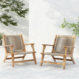 Christopher Knight Home Veera Patio Chair Set of 2 with Acacia Wood Frame and Handwoven Rope, Outdoor Lounge Chair - Photo 1