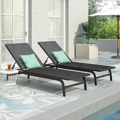 Outdoor Chaise Lounge (Set of 2) (Dark Grey)