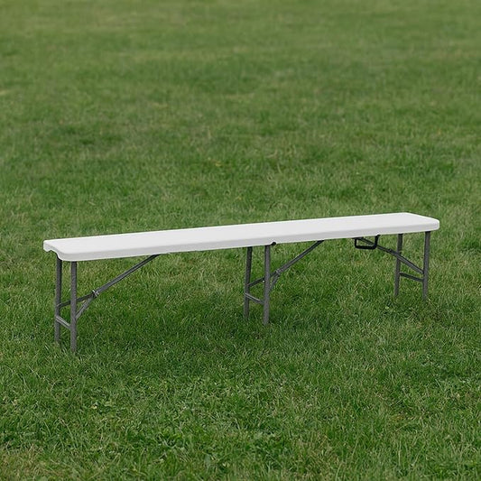 BTEXPERT Set of 10, 6 feet Plastic Bi Folding Bench Indoor Outdoor Portable Picnic Party Garden Dining Seat Camping Soccer Multipurpose Activity w/Handle UV Waterproof Steel Frame Stackable FoldinHalf