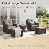 CHITA 5 Pieces Swivel Wicker Patio Furniture Set, Outdoor Conversation Set with 2 Pieces Rattan Rocking Swivel Chairs - Photo 9