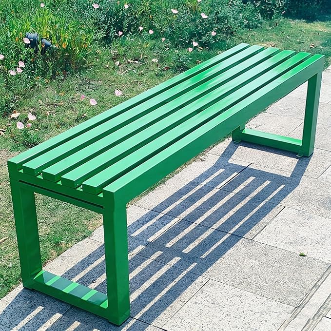 Park Bench for Outside, Outdoor Benches Weatherproof, Metal Garden Bench 2-Person Seat 100/120/150/180 Cm Patio Benches Backless for Lawn Yard Entryway, Capacity 660 Lbs(Green,120 cm/47.2 in)