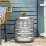 Outdoor Lightweight Concrete Side Table Durable Weather Resistant Patio Furniture for Garden Balcony and Poolside Decor - Photo 5