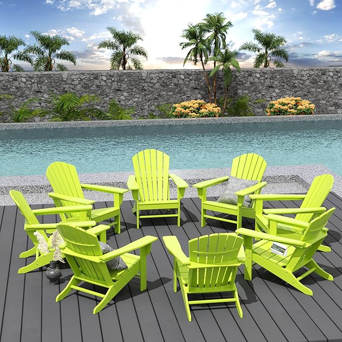 WestinTrends Dylan Outdoor Adirondack Chair (Set of 8), Lime