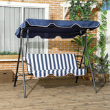 Outsunny 3-Seat Outdoor Patio Swing Chair with Removable Cushion, Steel Frame Stand and Adjustable Tilt Canopy for Patio - Photo 2