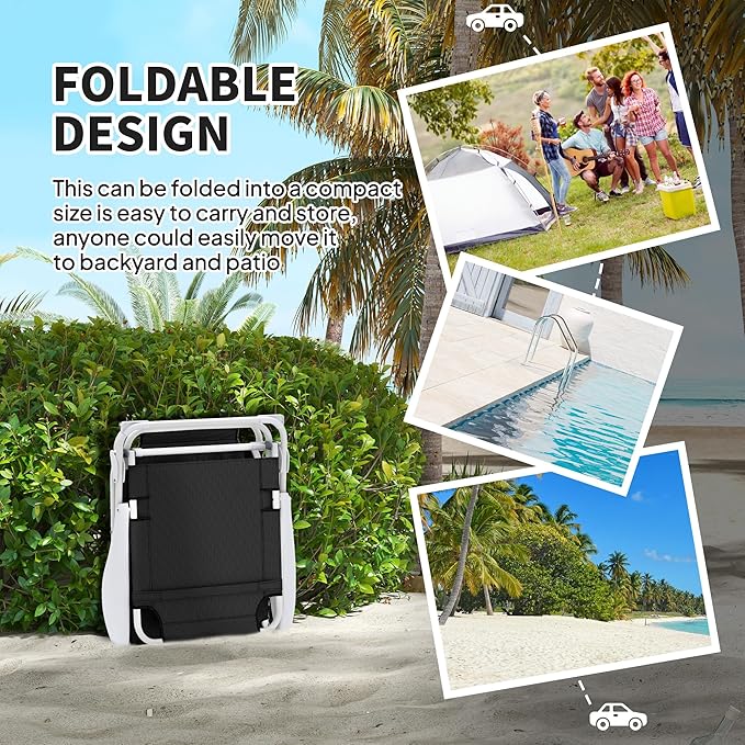 Outsunny Folding Lounge Chair, Portable Outdoor Chaise Lounge, Sun Tanning Chair with 4-Position Reclining Back - Photo 6