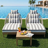 Outdoor Chaise Lounge Chairs Set of 2, Lounge Chair Outdoor with Cushions, Wicker Outdoor Chaise Lounger - Photo 3