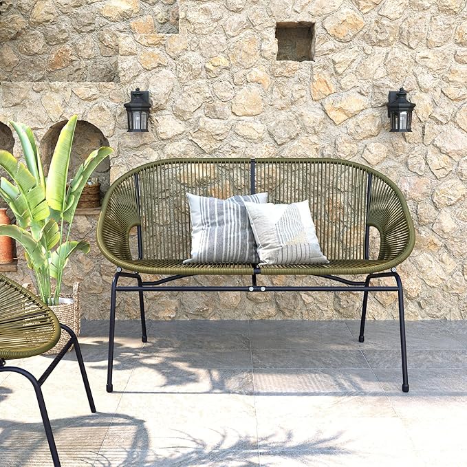 GDFStudio Patio Loveseat All-Weather Rattan 2 Seater Sofa Outdoor Patio Furniture Set for Balcony Poolside Backyard - Photo 3