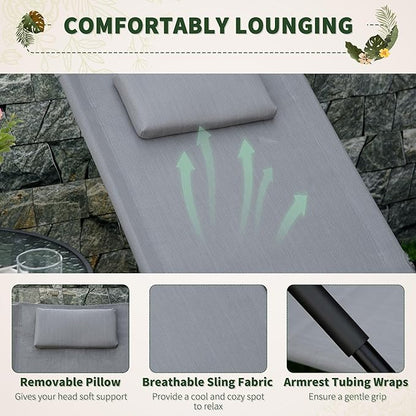 Outsunny Rocking Chair, Zero Gravity Patio Chaise Sun Lounger, Outdoor Rocker, UV Water Resistant, Pillow for Sunbathing, Lawn, Garden or Pool, Gray