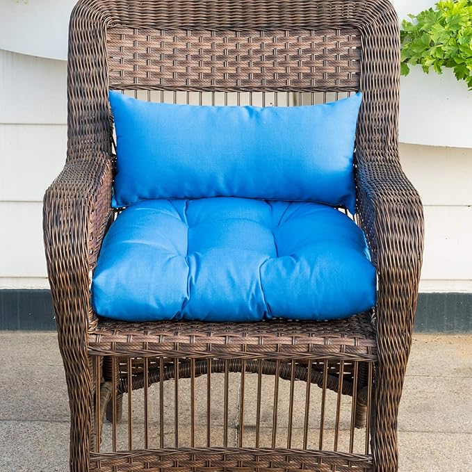 QILLOWAY Outdoor Patio Wicker Seat Cushions Group Loveseat/Two U-Shape/Two Lumbar Pillows for Patio Furniture,Wicker Loveseat,Bench,Porch,Settee of 5 (Dark Green)