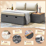 Greesum Patio Furniture Set Multifunctional Outdoor Sectional Sofa Rattan Chaise Lounge Wicker Daybed with Couch - Photo 6