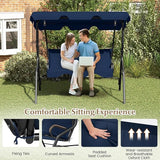 RELAX4LIFE 3-Person Porch Swing Chair - Outdoor Swing w/Adjustable Canopy, Removable Cushion & Metal Frame Stand - Photo 6