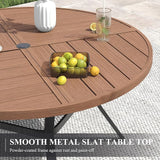 VICLLAX 40.6" Round Patio Table with Umbrella Hole, All Weather Metal Outdoor Dining Table for 4 - Photo 4