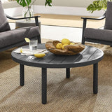 Modway Terrace Round Metal Outdoor Patio Coffee Table in Graphite – 35 Inch Weather-Resistant Coffee Table for Patio - Photo 2