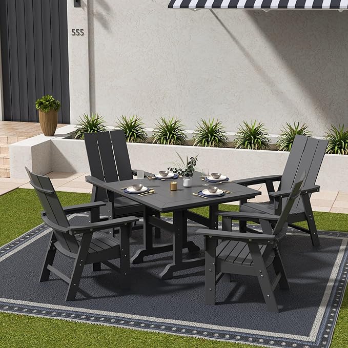 WestinTrends Ashore Outdoor Patio HDPE Plastic Modern Adirondack Dining Chair Gray