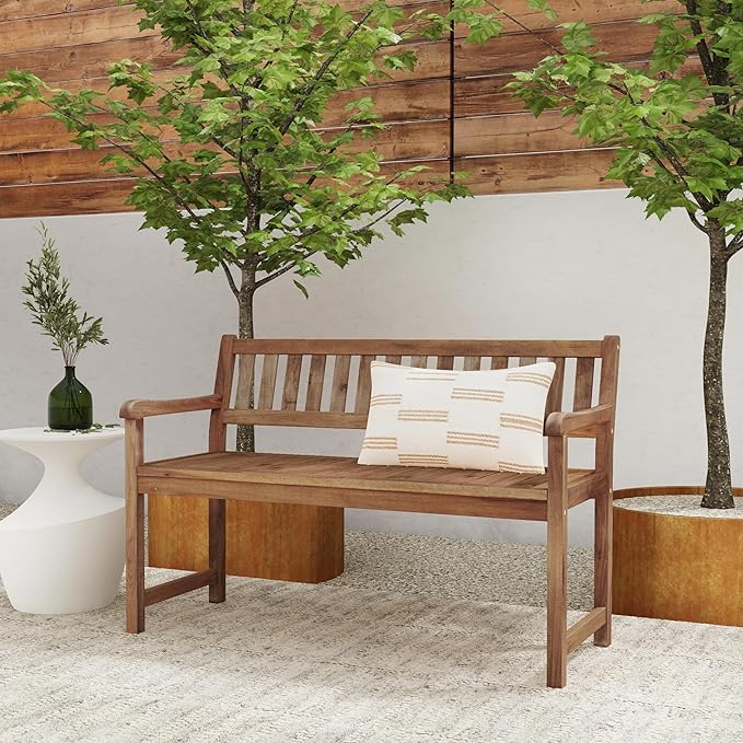 Linon Acorn Chandler Finished Acacia Wood Outdoor Bench