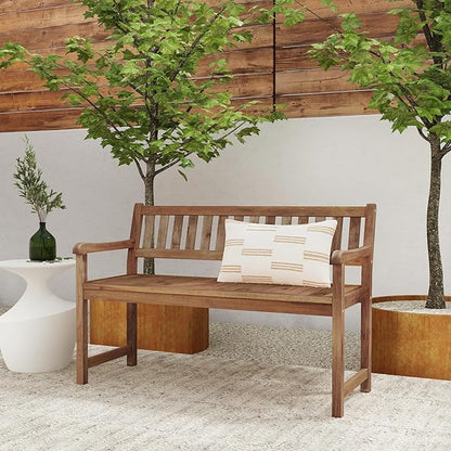 Linon Acorn Chandler Finished Acacia Wood Outdoor Bench