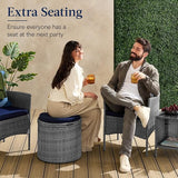 Best Choice Products Round Wicker Ottoman, Multipurpose Outdoor Furniture for Patio, Backyard, Additional Seating - Photo 4