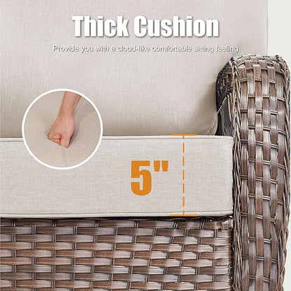 75'' Outdoor Patio Couch Wicker Sofa, All Weather Rattan 3 Seater Sofa High Back Couch with Deep Seating and Removable Cover, Outdoor Patio Furniture for Deck Porch Sunroom Backyard, Beige