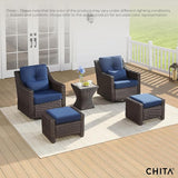 CHITA 5 Pieces Swivel Wicker Patio Furniture Set, Outdoor Conversation Set with 2 Pieces Rattan Rocking Swivel Chairs - Photo 7