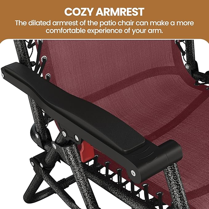 Yaheetech Zero Gravity Recliners Outdoor Adjustable Folding Reclining Lounge Chairs w/Pillows - Photo 6