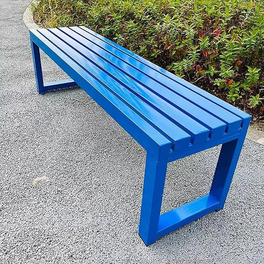 Outdoor Park Bench, Garden Patio Metal Bench 31in-79in, Weatherproof, Load Capacity 880lbs, for Park Yard Front Porch Path Yard Lawn Decor Deck Furniture(Blue,120cm/47in)