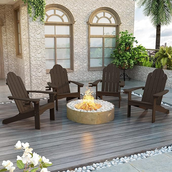 LUE BONA HDPS Adirondack Chairs Set of 8, Fire Pit Outdoor Chair Weather Resistant with Cup Holder - Photo 1