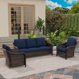 3 Piece Patio Wicker Conversation Set, All-Weather Use Outdoor Wicker Sofa with 2 PE Rattan Chair, Ideal for Porch - Photo 2
