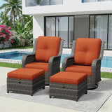 4 Piece Outdoor Wicker Patio Furniture Set, Outdoor Swivel Rocker Patio Chairs Set with Thickened Olefin Cushions - Photo 1