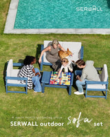 SERWALL 5 Pieces HDPE Outdoor Sofa Set with Cushions - Photo 7