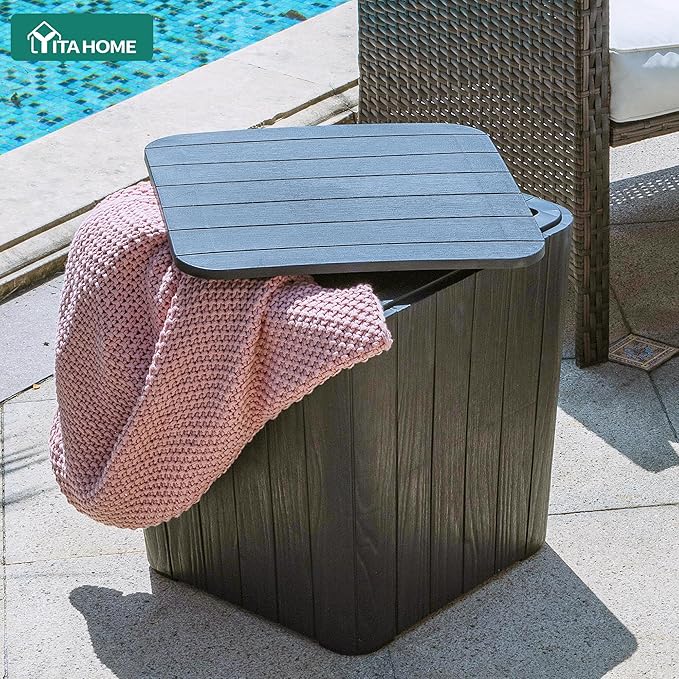YITAHOME Resin Outdoor Deck Box, 11.5 Gallon Outdoor Storage Box with Removable Lid - Photo 4