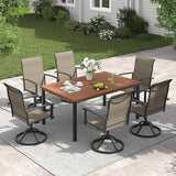 VICLLAX 63" Rectangle Outdoor Dining Table for 6, Patio Table with Umbrella Hole, All Weather Metal Patio Tables - Photo 7