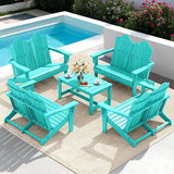 SERWALL Folding Adirondack Bench, HDPE All-Weather Adirondack Loveseat Set of 2, Aruba - Photo 8