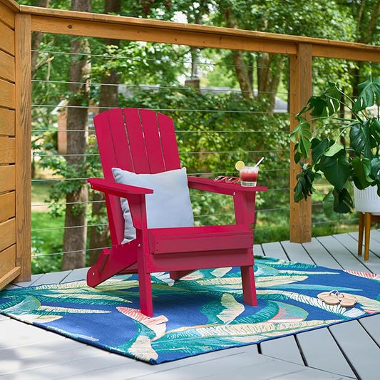 Shine Company Seaside Outdoor Weatherproof Folding Adirondack Chair, Chili Pepper
