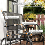 Outsunny 3-Person Patio Glider Bench, Outdoor Porch Glider Swing with 3 Seats, Breathable Mesh Fabric, Metal Frame - Photo 8