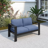 Solaste Aluminum Loveseat Patio Furniture, Weather-Resistant, Blue - Photo 1