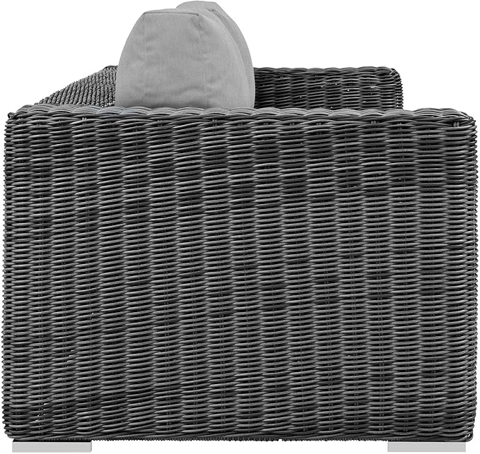 Modway Summon Wicker Rattan Outdoor Patio Sunbrella Sofa in Canvas Gray - Photo 2