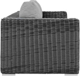 Modway Summon Wicker Rattan Outdoor Patio Sunbrella Sofa in Canvas Gray - Photo 2