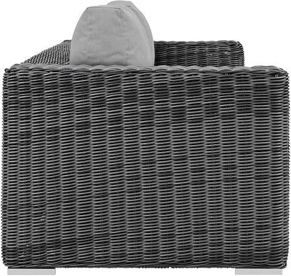 Modway Summon Wicker Rattan Outdoor Patio Sunbrella Sofa in Canvas Gray